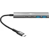 Image de Goobay 76563 Slim 4-Port USB-Hub, USB-C  vers USB-C /USB-A, 5 Gbit/s, gris clair, 0.115 m - USB-C  mâle (USB 3.2) > 2x USB-C  femelle (USB 3.2), 2x USB-A femelle (USB 3.2)