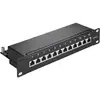 Image de Panneau De Brassage 10 Pouces (25,4 Cm), 12 Ports, Cat 6, Stp Blindé, Noir. Version Couleur Noir