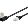 Image de Câble patch CAT 5e 1x coudé à 90°, U/UTP, noir, 0,25 m - Conducteur en aluminium recouvert de cuivre (CCA), languette d'encliquetage en haut