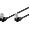 Image de Câble patch CAT 5e 2x coudé à 90°, F/UTP, noir, 0,25 m - Conducteur en aluminium recouvert de cuivre (CCA), 2x connecteurs RJ45 90° (8P8C)