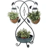 Image de Support Pour Plante Pot De Fleur Solaire Lampe D'Extérieur Décoration De Jardin Lumière D'Extérieur, Conception De Vrilles De Fleurs, Acier, Argent, Gris, H 80 Cm
