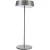 Image de Deko-Light, lampe d'appoint à batterie, ensemble comprenant : pied Miram gris + tête grise. Puissance : 2,2 W. Variateur tactile. Température de couleur : 3000 K. Flux lumineux : 196 lm. Tension constante. Tension d'entrée : 3,7 V/DC. Corps en aluminium moulé sous pression. Indice de protection : IP 54