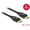 Image de Câble De Raccordement Delock Displayport Fiche Mâle Displayport, Fiche Mâle Displayport 2.00 M Noir 83806 Contacts Dorés Câble Displayport C697921
