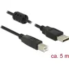 Image de DELOCK DeLOCK 5m, câble USB 2.0-A/USB 2.0-B USB A USB B Noir