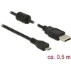 Image de Câble Usb Usb 2.0 Usb-a Mâle, Usb-micro-b Mâle 0.50 M Noir Avec Noyau En Ferrite 84900 C697171 - Delock