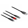 Image de Câble de charge Delock, 7,60 cm (3 pouces), 1 connecteur Lightning, 1 connecteur Micro Type-C, 30 cm, 3 couleurs - Adaptateur de données