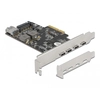 Image de DeLOCK Carte PCI Express x4 vers 4 x USB Type-C + 1 x USB Type-A - SuperSpeed USB 10 Gbps - Facteur de forme à profil bas - Neuf