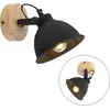 Image de Applique, noir, bois, spot mobile, H 22 cm