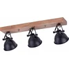 Image de Plafonnier-appliqueur, noir, bois, spots mobiles, L 74 cm