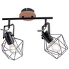 Image de Plafonnier - noir - métal - bois - 2 flammes - L 40 cm