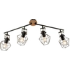 Image de Plafonnier - noir - métal - bois - 4-flamme - L 92,5 cm