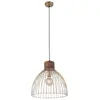 Image de Suspension, finition laiton mat, bois de mangue, hauteur 120 cm