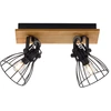 Image de Plafonnier, bois brun, grille métallique noire, mobile H 21 cm
