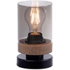Image de Lampe de table, bois, verre fumé H 18 cm