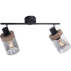 Image de Projecteur - Marron - Gris - Noir - Verre - Bois - Métal - 2 flammes - L 64 cm