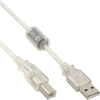 Image de InLine® 34535 Câble USB 2.0, A à B, transparent, avec noyau en ferrite, 3m