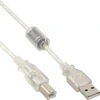 Image de InLine® 34555 C  ble USB 2.0, A   B, transparent, avec noyau en ferrite, 5m