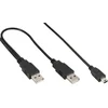 Image de InLine® 33107X Câble USB Mini-Y, 2x A mâle à Mini-B mâle (5 broches), 1,0m