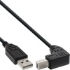 Image de InLine® 34520U Câble USB 2.0, A à B plié en bas, noir, 2m