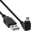 Image de InLine® 34205 Câble USB 2.0 mini, prise A à prise mini B (5 broches) coudé en bas 90°, noir, 0,5m