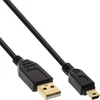 Image de InLine® 31815P Câble USB 2.0 mini, USB A prise à Mini-B prise (5 broches), noir, e contacts, 1,5m