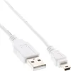 Image de InLine® 31805W Câble USB 2.0 mini, USB A prise à Mini-B prise (5 broches), blanc, 0,5m