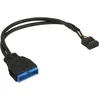 Image de InLine® 33449M Câble adaptateur USB 2.0 vers 3.0 interne, USB 2.0 carte mère vers USB 3.0 interne, 0,3m