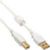 Image de InLine® 34550W Câble USB 2.0, A à B, blanc / or, avec noyau en ferrite, 10m