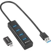 Image de Sharkoon 4044951037582 Sharkoon USB-Hub 4xUSB3.2 45cm Kabel Aluminium schwarz