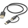 Image de câble micro-USB 2en1 avec adaptateur USB-C 1m noir