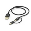 Image de Câble micro-USB 2 en 1 avec adaptateur USB Type-C, 1 m, noir - Neuf