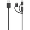 Image de Hama Micro-USB-Kabel, 3in1, inkl. Adapter auf USB-C & Lightning, USB 2.0, 0,75 m (00200617)