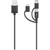 Image de Câble micro-USB, 3 en 1, avec adaptateur USB-C et Lightning, USB 2.0, 0,75 m - Neuf