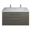 Image de Burgbad Eqio Double Lavabo En Céramique Avec Meuble Sous-lavabo,