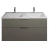 Image de Burgbad Eqio Double Lavabo En Fonte Minérale Avec Meuble Sous-lavabo Seyv122, Largeur 1220 Mm, Couleur (avant/corps): Gris Brillant / Gris Brillant, Poignée G0146 - Seyv122f2010g0146