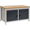 Image de Etabli gris clair gris L1500xH859xP750mm Hêtre multiplex 40mm 2 tiroirs.2 portes