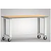 Image de Établi L1500xP700xH840mm Hêtre multiplex gris clair Roues fixes et pivotantes, VG D125mm