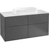 Image de Villeroy & Boch Finion meuble sous lavabo, 4 tiroirs, lavabo au centre, sans trou pour robinetterie, 1200x603x501mm, Glass Black Matt, F67200GN