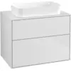 Image de Villeroy & Boch Finion meuble sous lavabo, 2 tiroirs, avec éclairage, lavabo au centre, 800x603x501mm, Glass White Matt, G63100MT