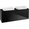Image de Villeroy & Boch Finion meuble sous lavabo, 4 tiroirs, avec éclairage, pour 2 vasques, sans trou pour robinet, 1600x603x501mm, Glass Black Matt, G72200PD