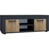 Image de UsiloL meuble TV 2 portes anthracite, chêneReproduction.