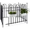 Image de Clôture De Jardin En Métal Lot De 4 En Fer Forgé Jardin Terrasse Bordure Poteau 4,8 M 90 X 120 Cm Anthracite Noir - Relaxdays