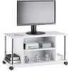 Image de Meuble TV Relaxdays blanc, meuble TV à 4 roulettes, meuble TV à roulettes, MDF, H x l x P : 41,5 x 80 x 40 cm, blanc