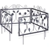 Image de 12 clôtures de parterre en métal, bordures de parterre à enfoncer, éléments de clôture vintage avec feuilles, H x L 34,5 x 56,5 cm, noir
