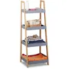 Image de Relaxdays   Étagère Salle De Bain En Bambou 4 Niveaux   Dimensions 98x36x34,5 Cm   Rangement Pour Serviettes Et Jouets   Convient Espaces Humides