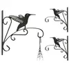 Image de 3x Crochets À Fleurs Motif Oiseau, Support Mural, Crochet Métal, Déco Jardin, H X L X P : 30 X 27,5 X 2cm, Noir