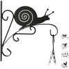 Image de 3 crochets à fleurs en forme d'escargot, supports muraux pour suspensions florales, métal, décoration de jardin en forme d'animal, H x l x P : 30 x 28 x 2 cm, noir