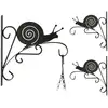 Image de 3x Crochets À Fleurs Escargots, Support Mural, Déco Jardin Métal, H X L X P : 30 X 28 X 2 Cm, Noir