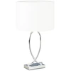Image de Lampe de table Relaxdays, abat-jour en tissu, pied chromé, métal, H x l x P : 51 x 28 x 28 cm, lampe de chevet, argent/blanc