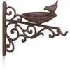 Image de Abreuvoir En Fonte Mangeoire Oiseaux Jardin Équerre Mural Porte Bain Oiseaux Déco Hxlxp: 24x28x14 Cm, Marron - Relaxdays